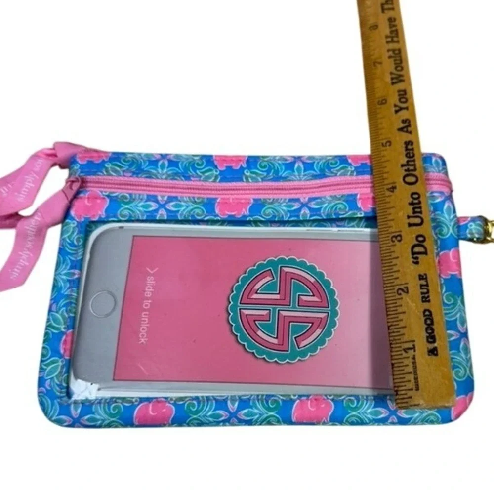 Simply Southern Wristlet Wallet Blue Pink Elephant Paisley Phone Window Pouch